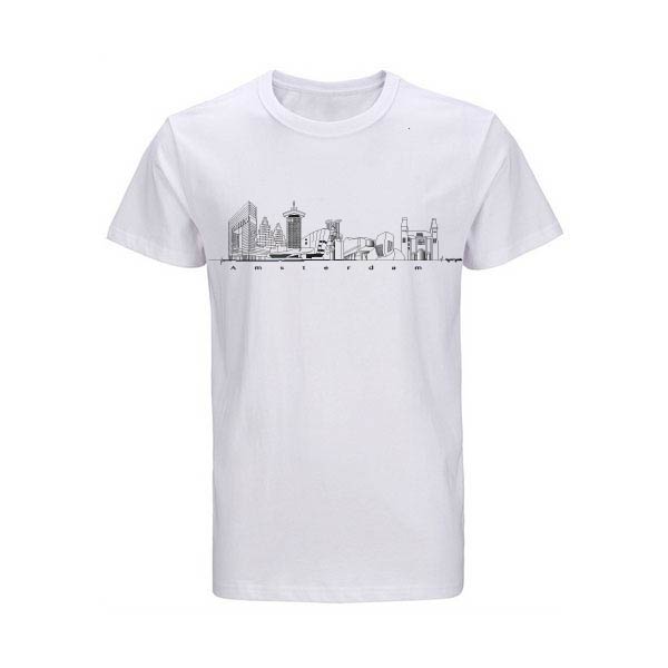 t-shirt-wit-Amsterdam Skyline